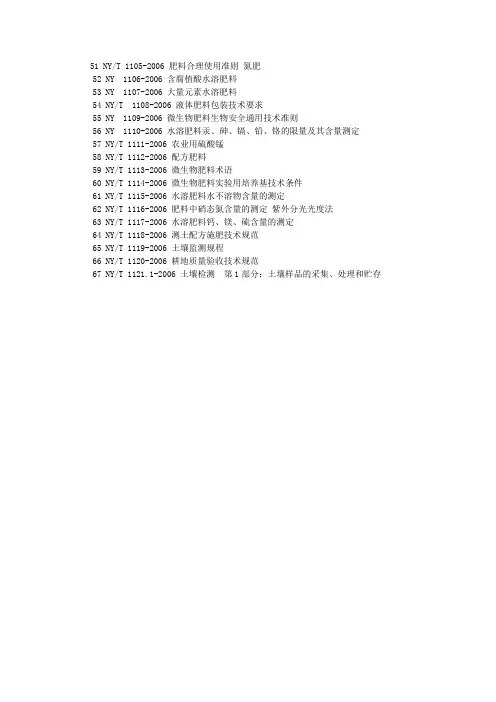 农业行业18个标准 NY