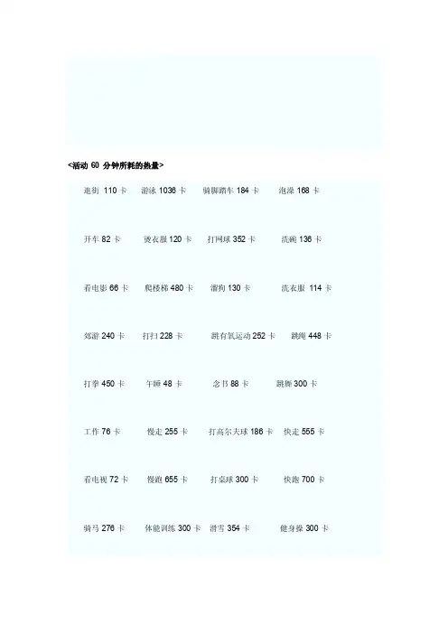 [Word]各种运动能量消耗表