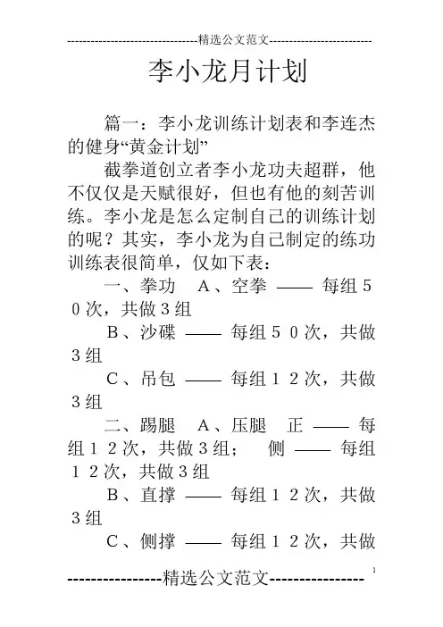 李小龙月计划