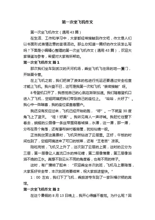 第一次坐飞机作文