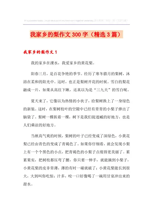 我家乡的梨作文300字(精选3篇)