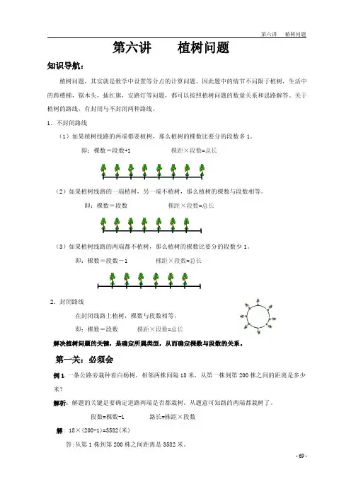 六年级下册数学试题-小升初满分题库：第六讲 植树问题(无答案PDF)全国通用