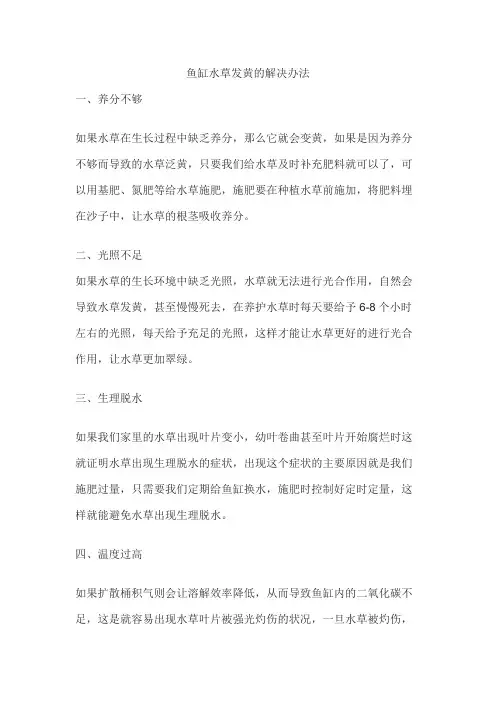 鱼缸水草发黄的解决办法