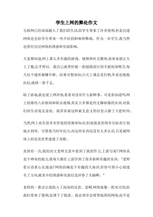 学生上网的弊处作文