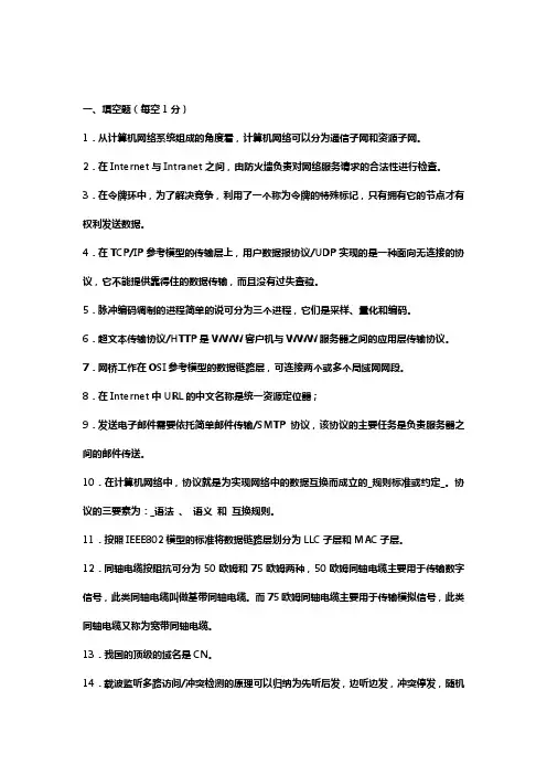考题网络(温习用题)