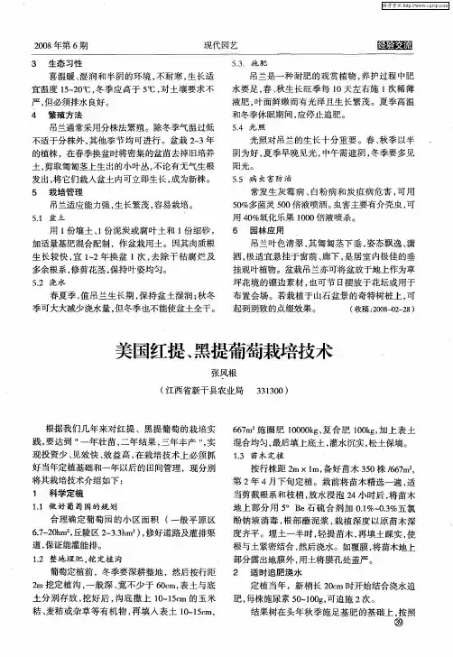 美国红提、黑提葡萄栽培技术