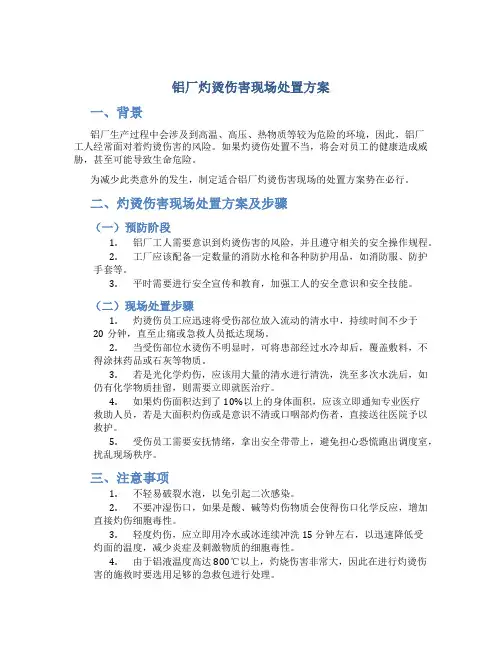 铝厂灼烫伤害现场处置方案