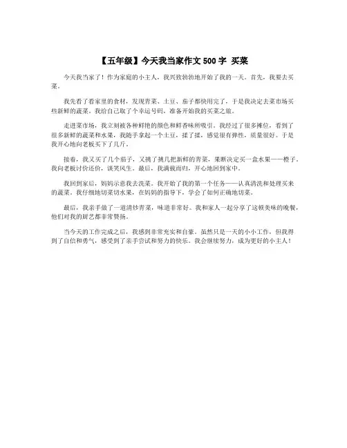 【五年级】今天我当家作文500字 买菜
