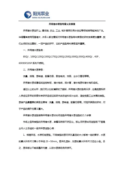 井用潜水泵型号意义及原理
