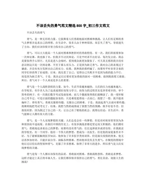 不该丢失的勇气范文精选800字_初三作文范文