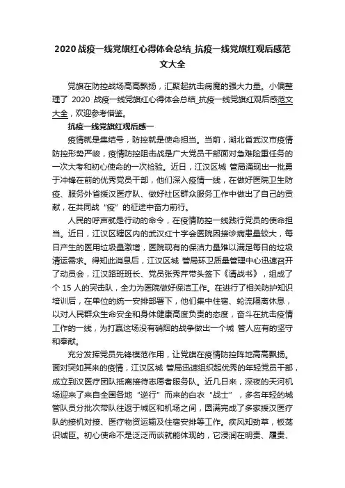 2020战疫一线党旗红心得体会总结_抗疫一线党旗红观后感范文大全