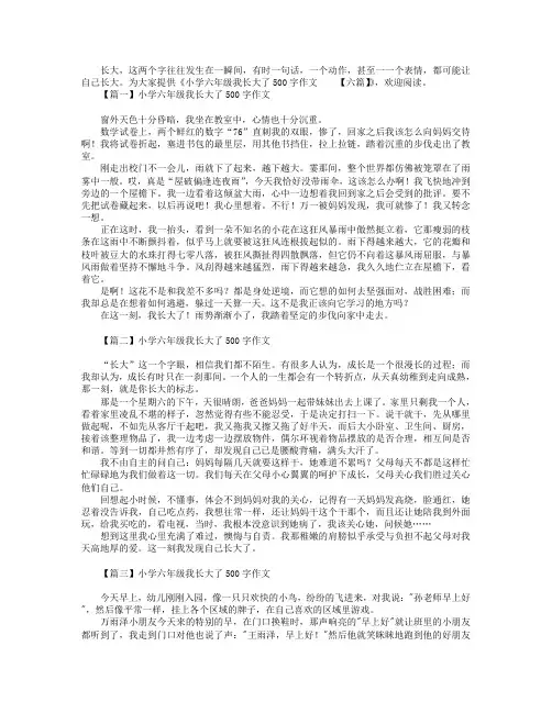 小学六年级我长大了500字作文【六篇】
