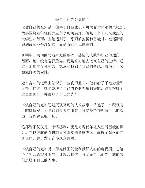 做自己的光分集简介