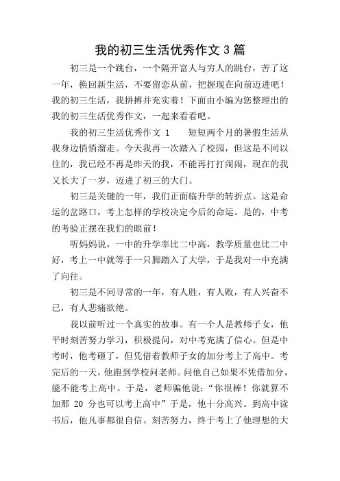 我的初三生活优秀作文3篇