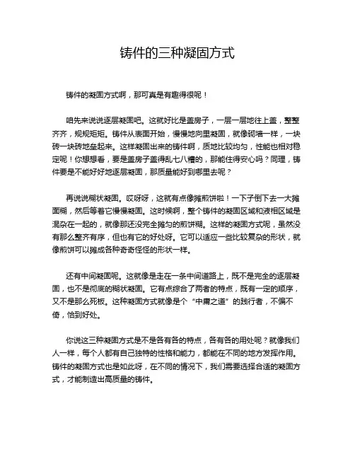 铸件的三种凝固方式