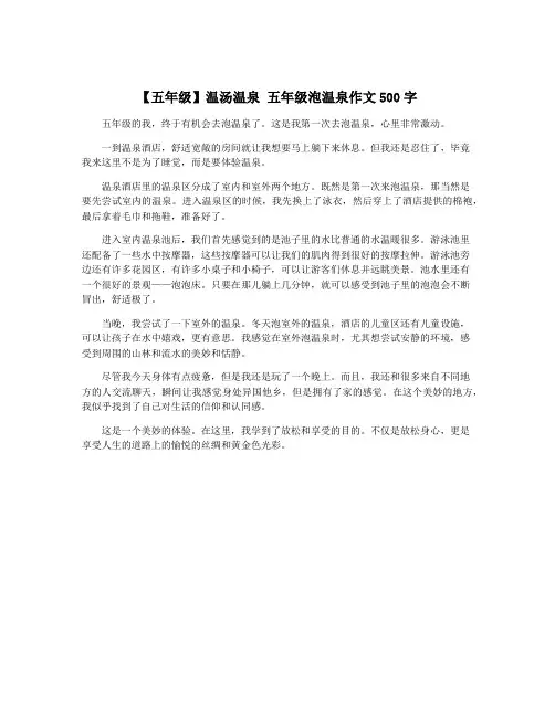 【五年级】温汤温泉 五年级泡温泉作文500字