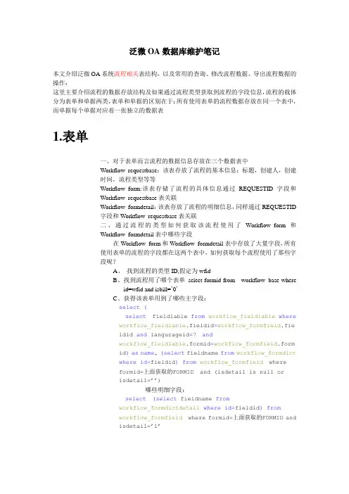 泛微OA 数据库维护笔记(e-cology)