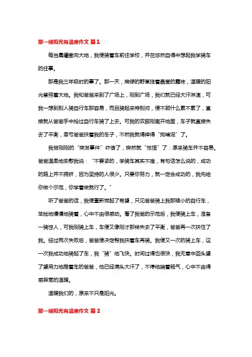 那一缕阳光有温度作文600字