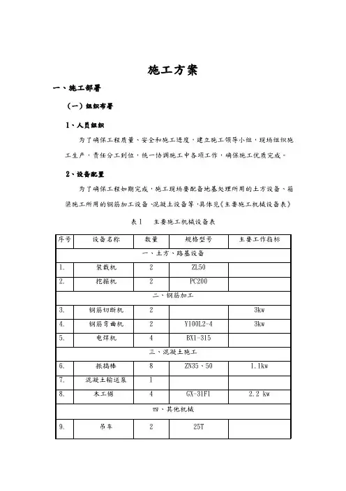 钢筋混凝土施工组织设计方案