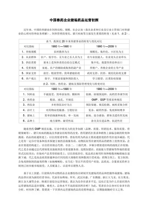 中国兽药企业猪场药品运营初探