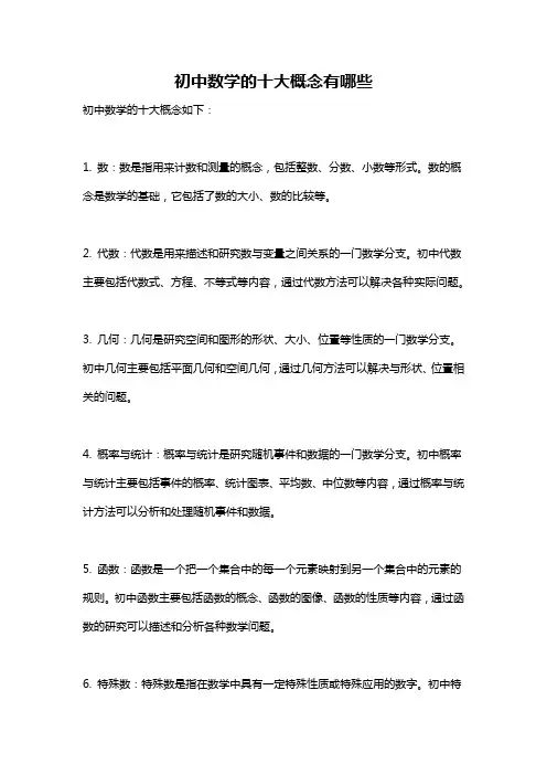 初中数学的十大概念有哪些