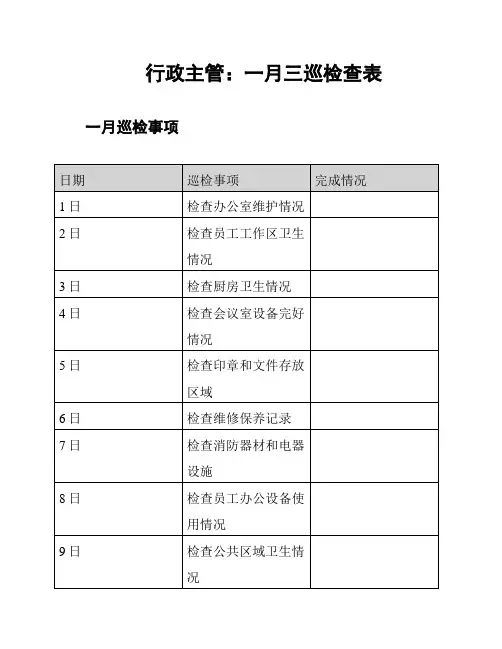 行政主管：一月三巡检查表