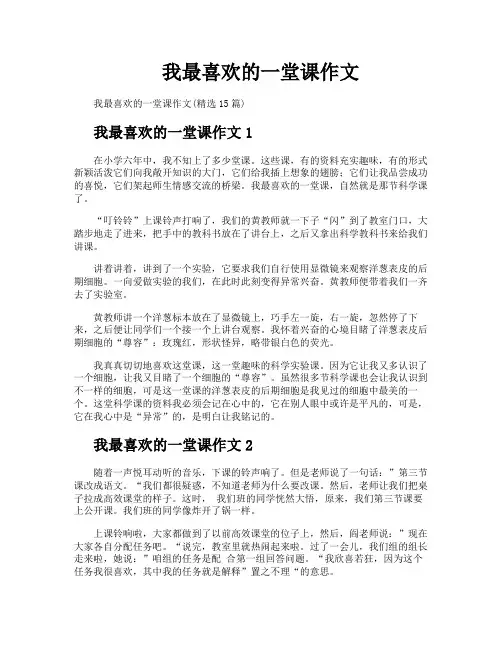 我最喜欢的一堂课作文