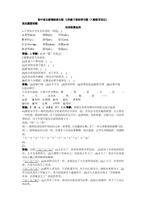 语文版七下语文(9.骆驼寻宝记)