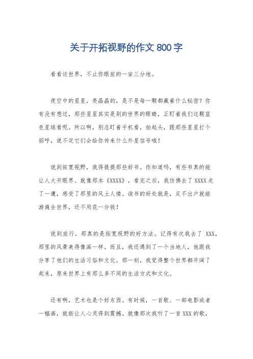 关于开拓视野的作文800字