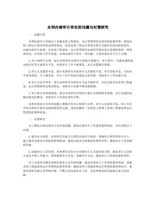 水利内部审计存在的问题与对策研究