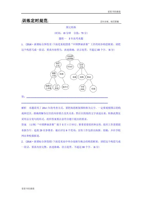 2018版高考语文(全国)大一轮复习训练定则规范：第一部分 语言文字运用 专题四 图文转换 