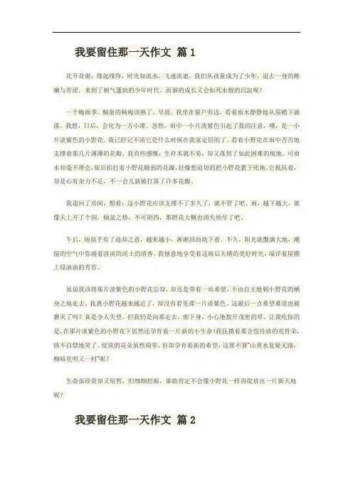 初中作文我要留住这一天800字