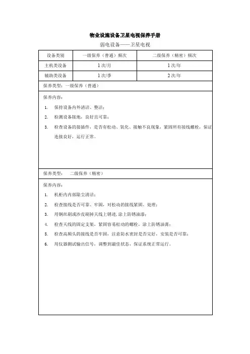 物业设施设备卫星电视保养手册