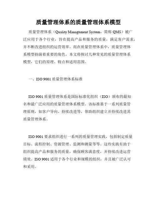 质量管理体系的质量管理体系模型