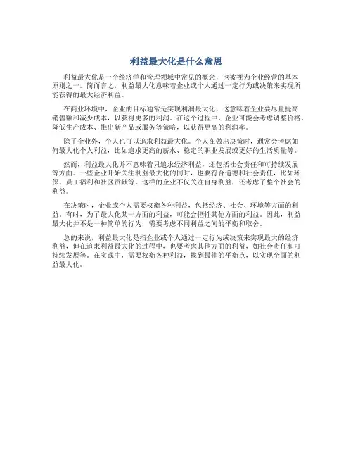 利益最大化是什么意思
