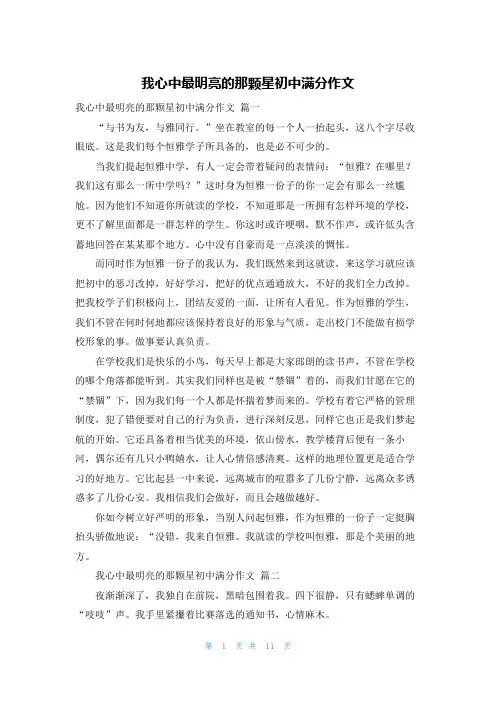 我心中最明亮的那颗星初中满分作文