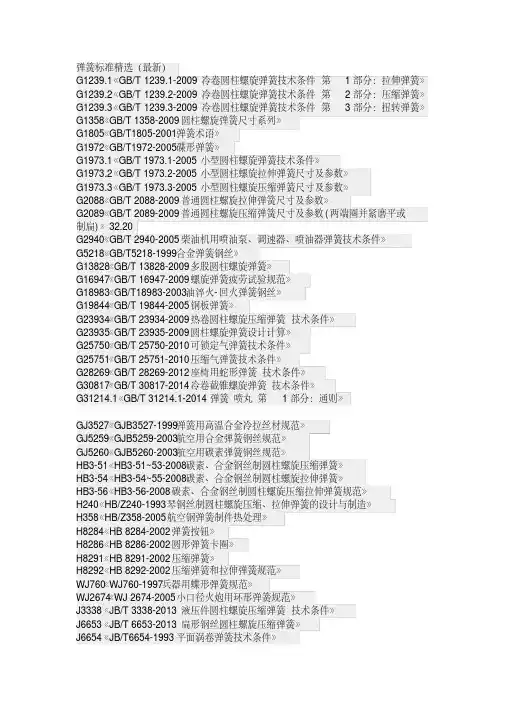 弹簧标准精选(最新)