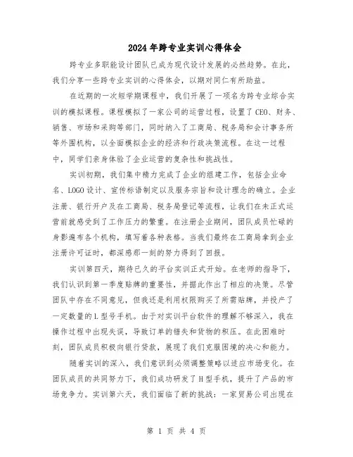2024年跨专业实训心得体会（三篇）