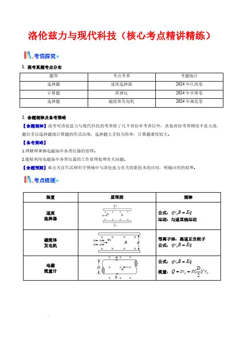 洛伦兹力与现代科技(核心考点精讲精练)(解析版)—2025年高考物理一轮复习