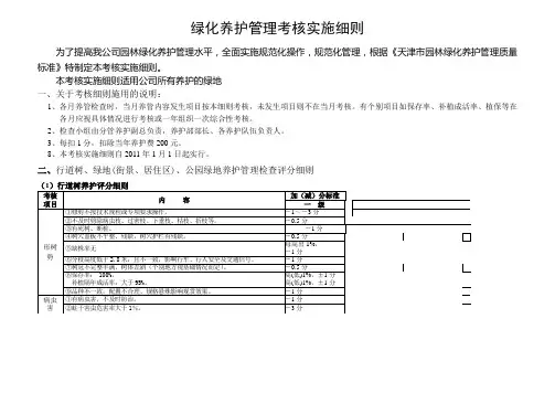园林绿化养护管理考核实施细则