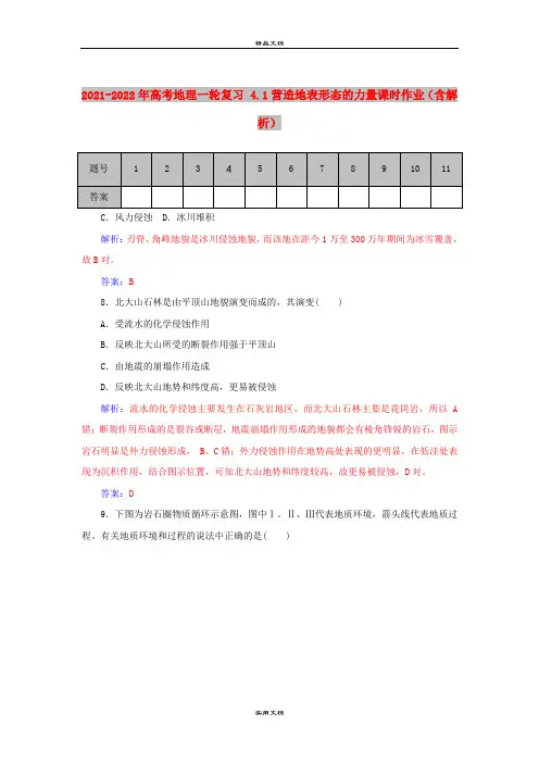 2021-2022年高考地理一轮复习 4.1营造地表形态的力量课时作业(含解析)