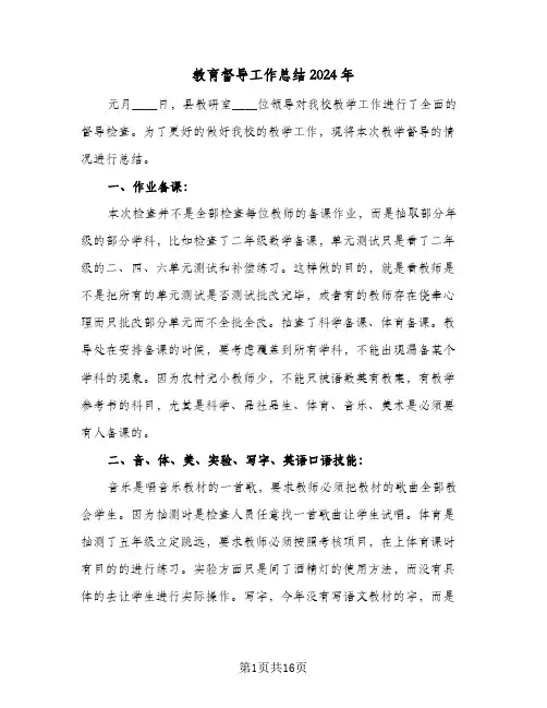 教育督导工作总结2024年（5篇）