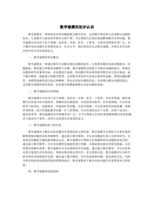 数学建模的初步认识