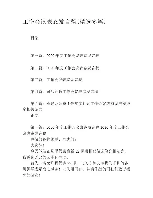 工作会议表态发言稿(精选多篇)
