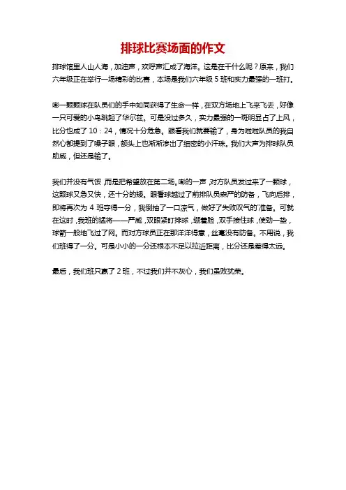 描写小学生排球比赛场面的片段摘抄作文