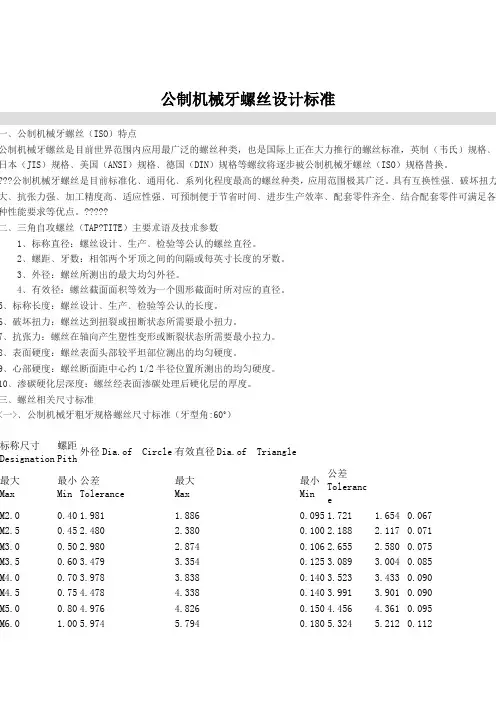 螺钉长度标准