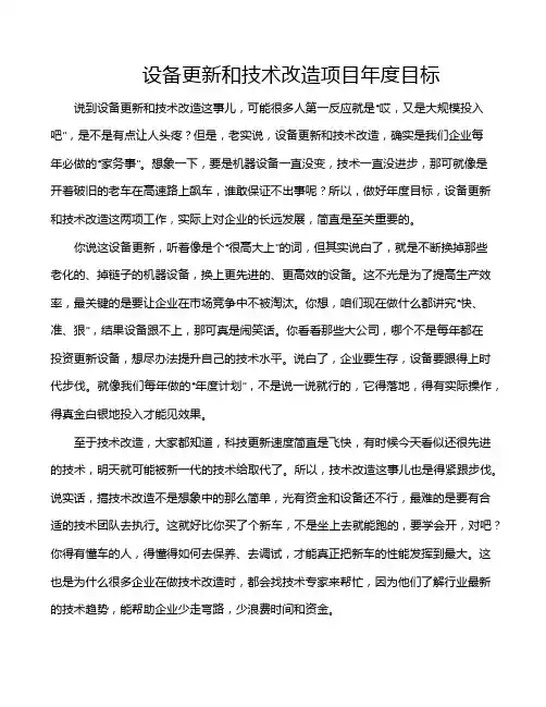 设备更新和技术改造项目年度目标