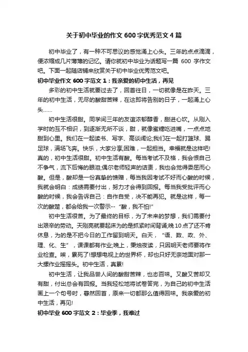 关于初中毕业的作文600字优秀范文4篇