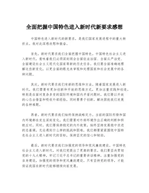 全面把握中国特色进入新时代新要求感想