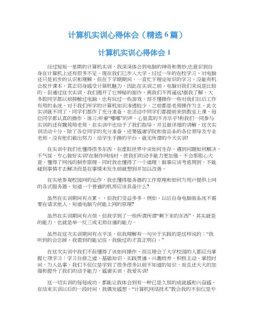 计算机实训心得体会（精选6篇）